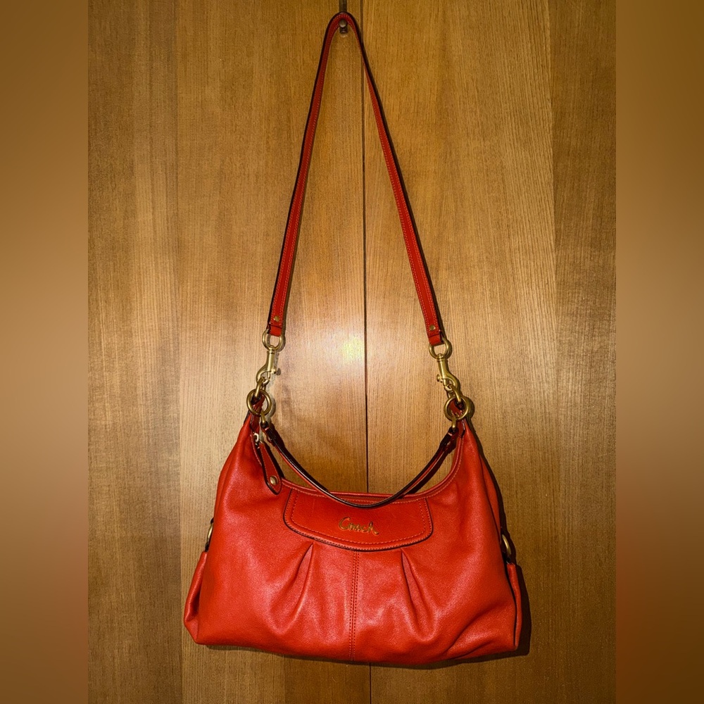 Coach Ashley Leather Convertible Hobo in Orange, Gold Hardware, F19761 - Picture 7 of 16